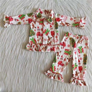 6 C8-38 baby girl clothes sleepwear christmas pajamas set