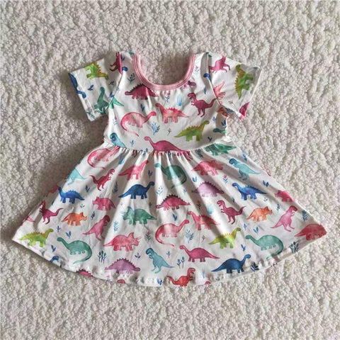 Aa-10 toddler girl clothes dinosaur girl summer dress