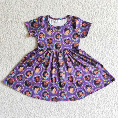 GSD0008 kids clothing summer cartoon purple short sleeve dress-promotion 2023.12.23