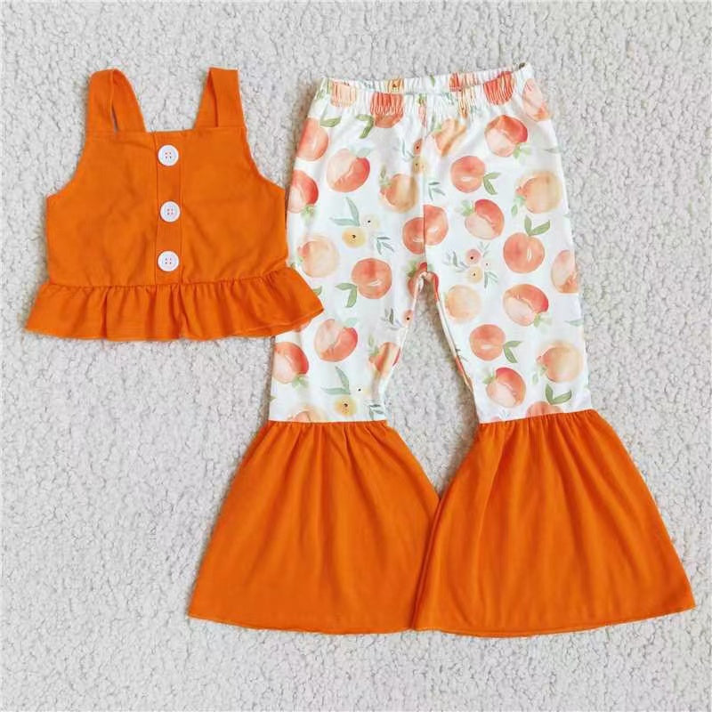 kids clothing orange sleveless fall spring set