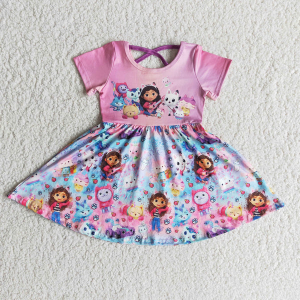 B1-3 girl clothes cartoon summer short sleeve dress-promotion 2024.1.20