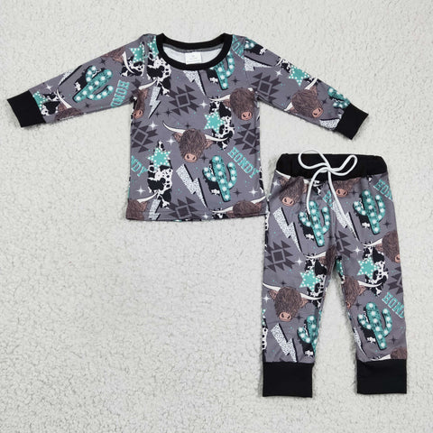BLP0154 kids clothes boys cow winter pajamas set
