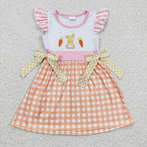 GSD0163 kids clothes embroidery carrot girls bunny easter dress