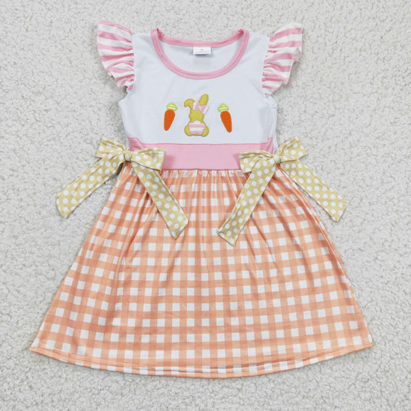 GSD0163 kids clothes embroidery carrot girls bunny easter dress