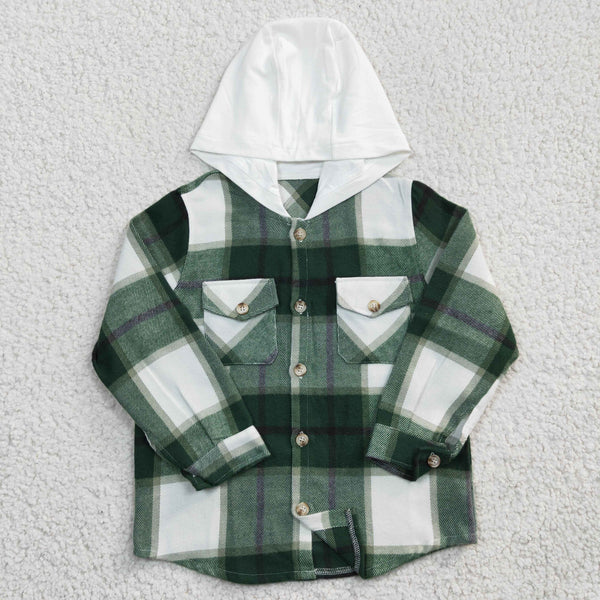 BT0209 toddler girl clothes green paid hoodies shirt coat