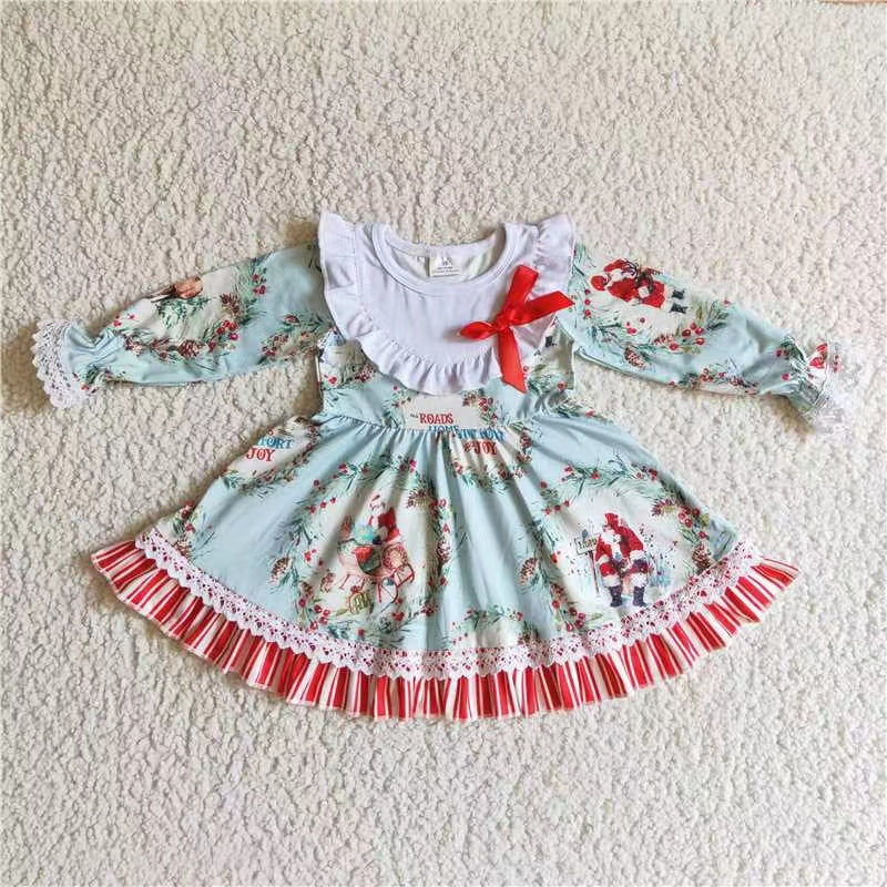 GLD0098 baby girl clothes twirl christmas dress 1