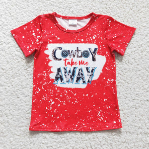 GT0105 baby boy clothes cowboy red summer tshirt
