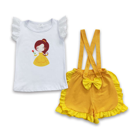 A10-15  baby girl clothes princess yellow summer outfit