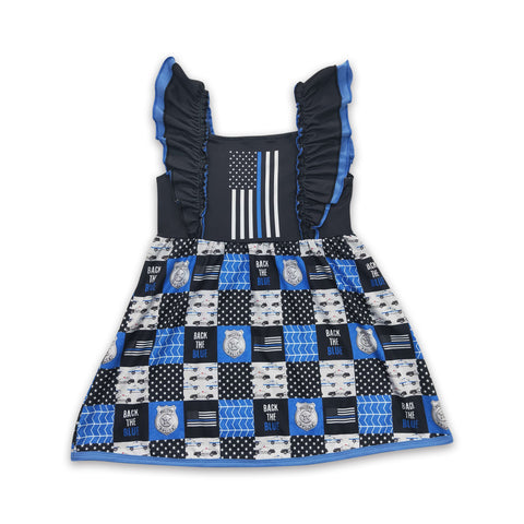 A5-12 baby girl clothes flag blue police summer dress-promotion 2024.3.9 $2.99