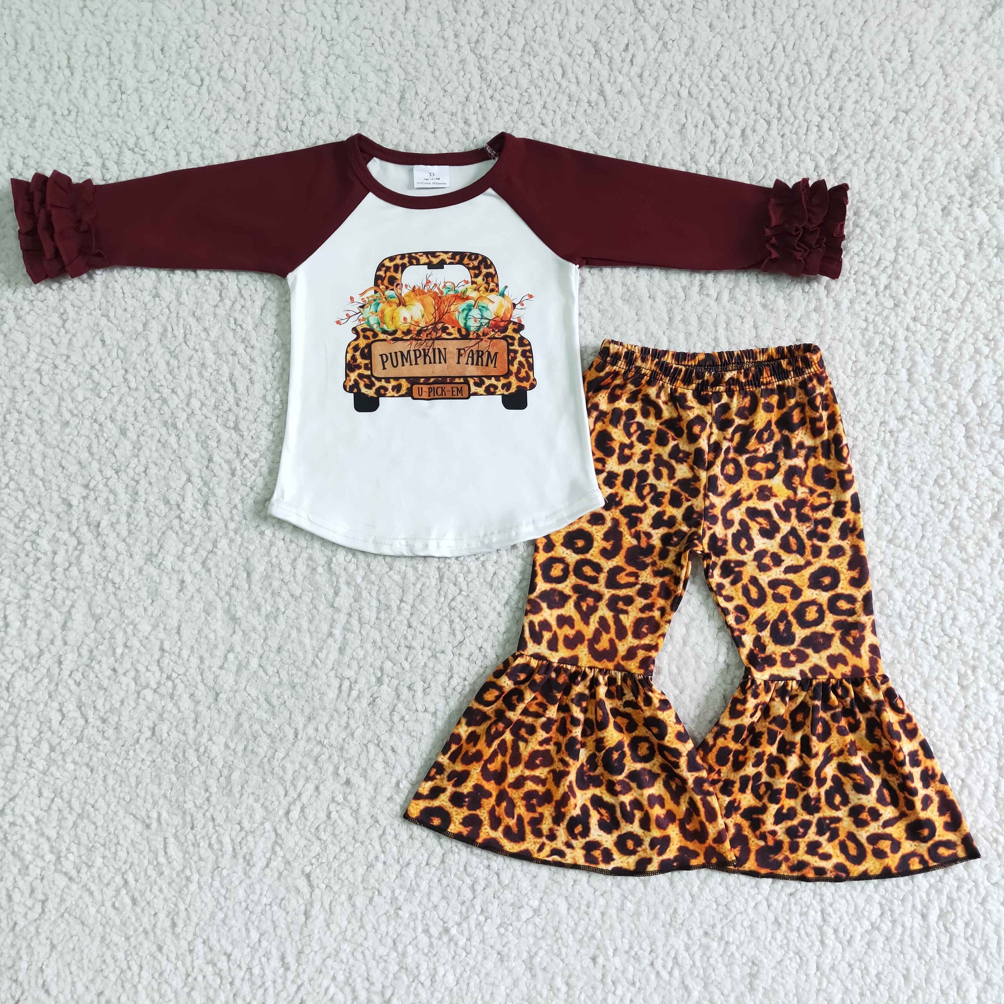 girl clothing pumpkin truck leopard long sleeve halloween set