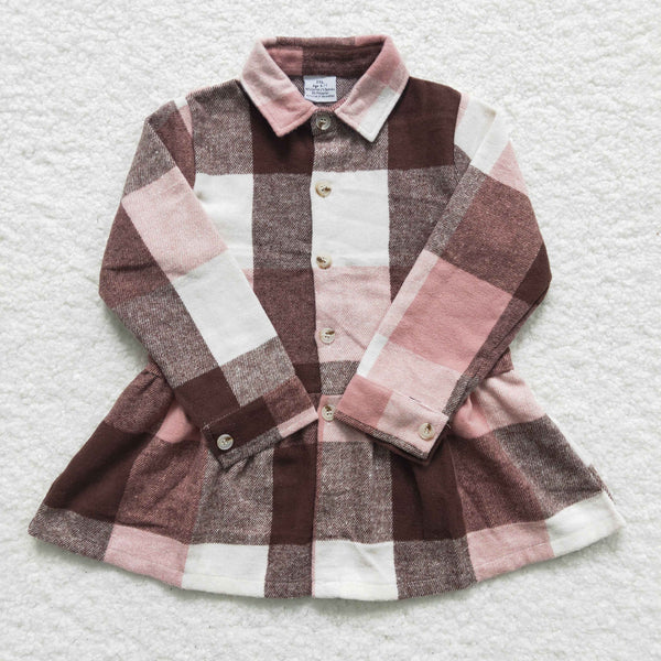 GT0090 baby girl clothes plaid shirt