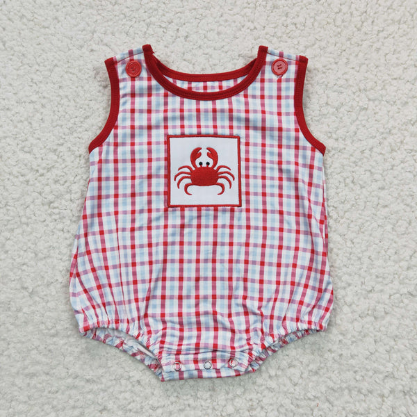 SR0157 baby boy clothes crab embroidery summer bubble
