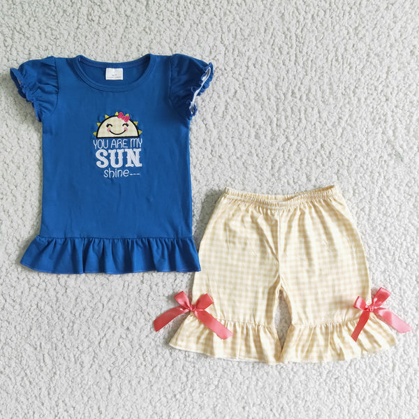 you are my sunshine kids summer applique matching clothes