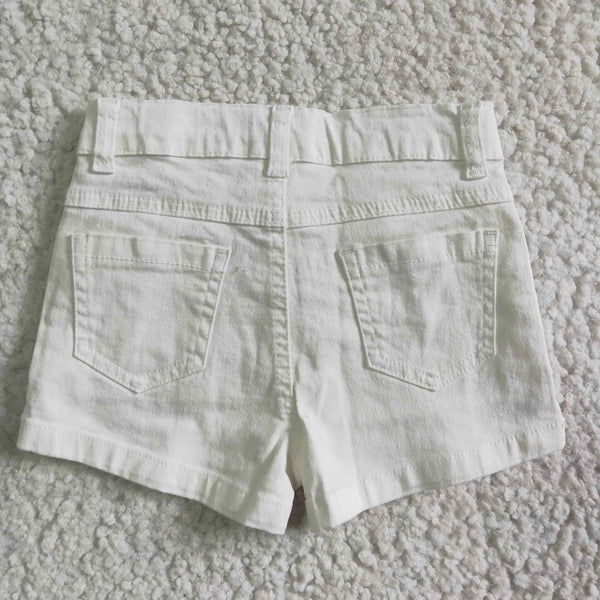SS0012 girl summer white denim shorts