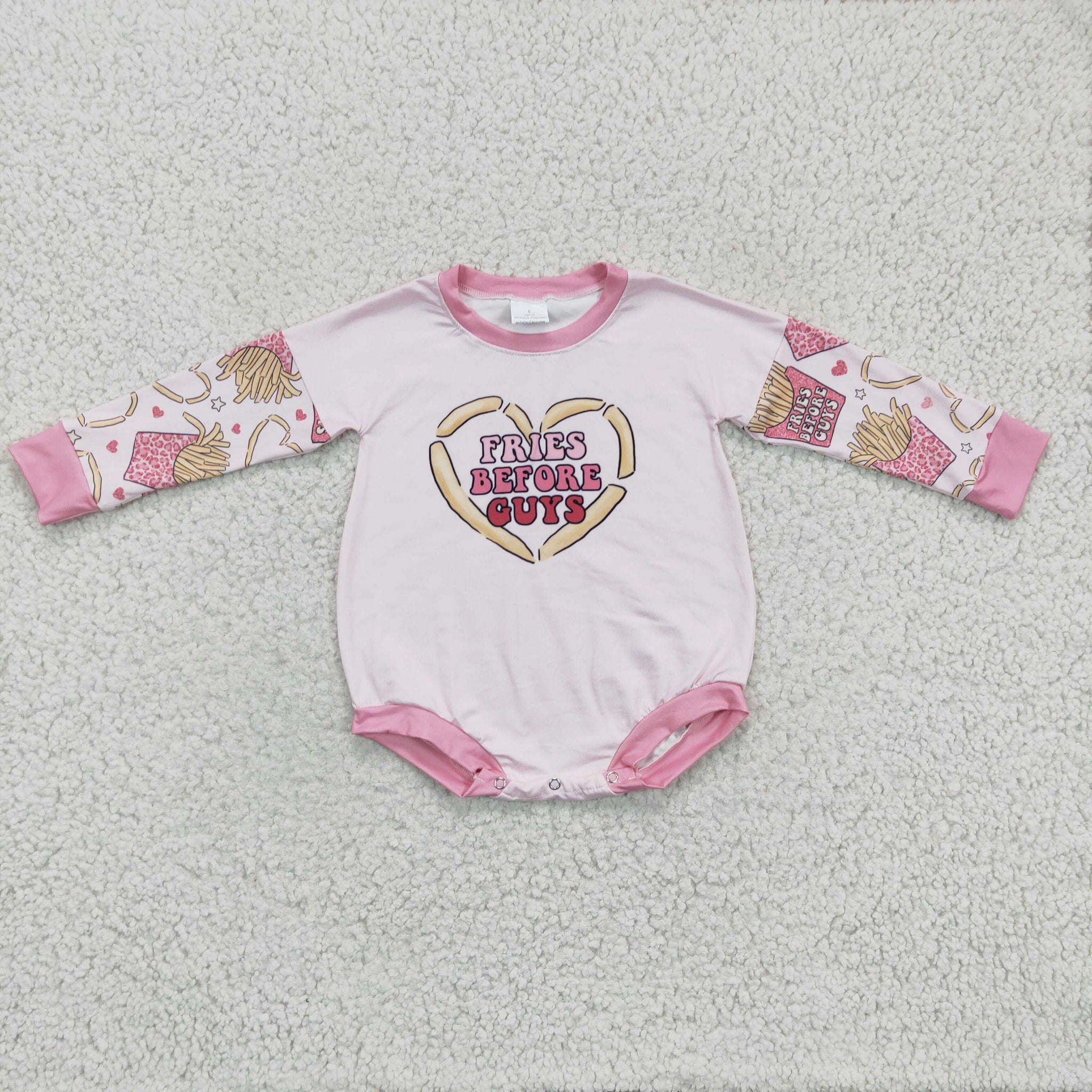 LR0231 baby girl clothes pink fries winter bubble