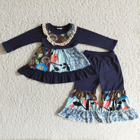 6 A29-26 girl winter navy bell pants lace set-promotion 2023.11.4