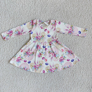 6 B11-4 girl bunny flower easter long sleeve dress-promotion 2023.12.30