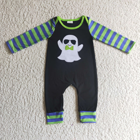 LR0132 baby halloween clothes embroidery ghost boy romper