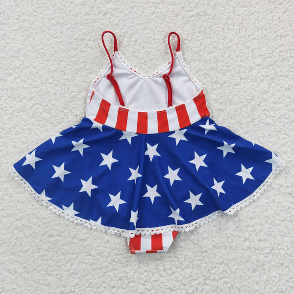 S0091 toddler girl clothes july 4th patriotic summer swimsuit