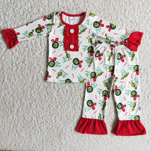6 A20-3 girl christmas winter long sleeve pajamas set-promotion 2023.11.11