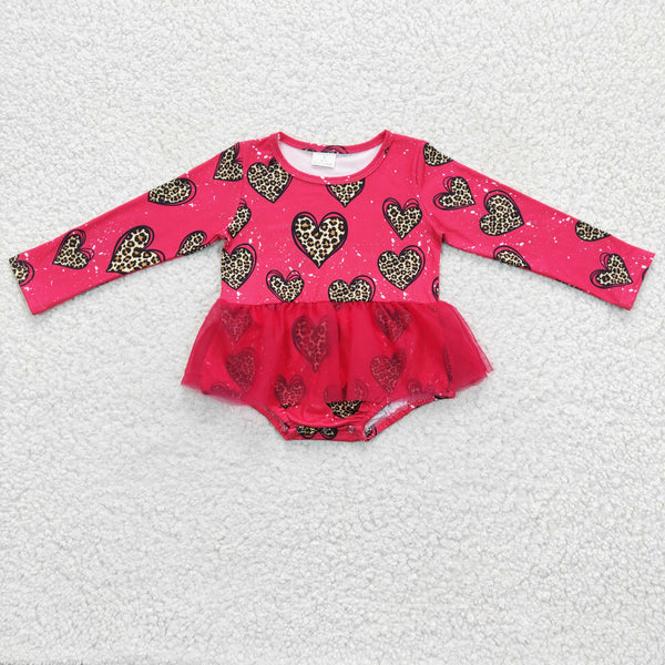 LR0253 baby girl clothes heart pink tulle valentines day bubble