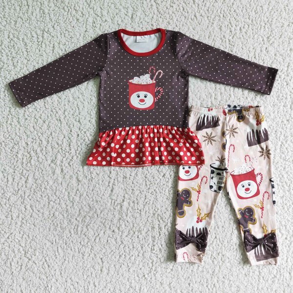 6 A22-5 girl brown cup winter long sleeve set