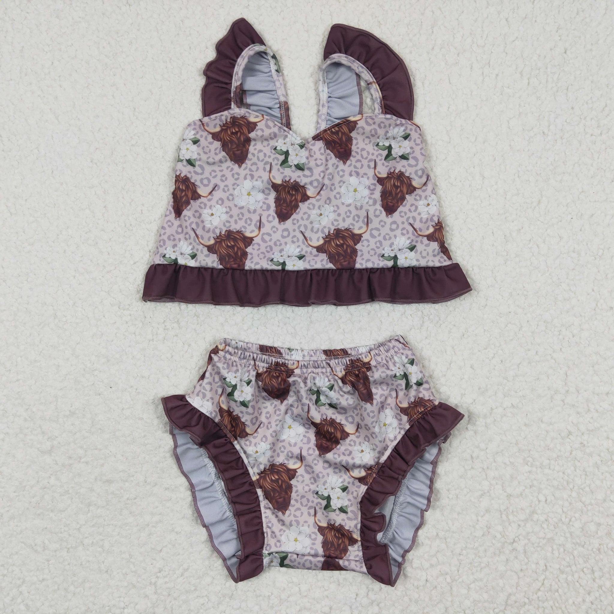 S0103  toddler girl clothes brown summer swimsuit swimwear