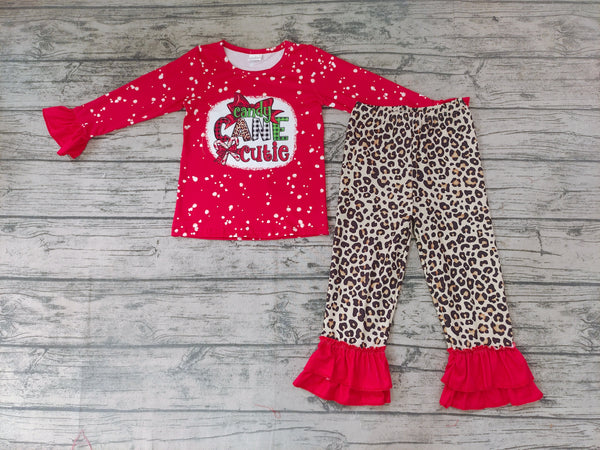 GLP0329 baby girl clothes candy cutie leopard christmas outfits