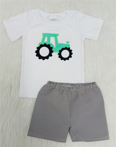 A9-23 boy summer truck screen pattern woven woven shorts set-promotion 2024.3.23 $5.5
