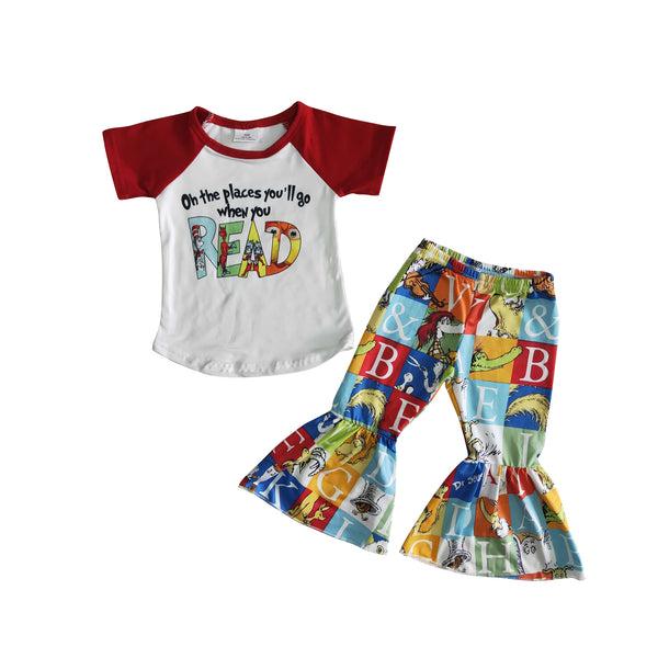 B17-16 girl clothes cartoon red short sleeve set-promotion 2024.1.6