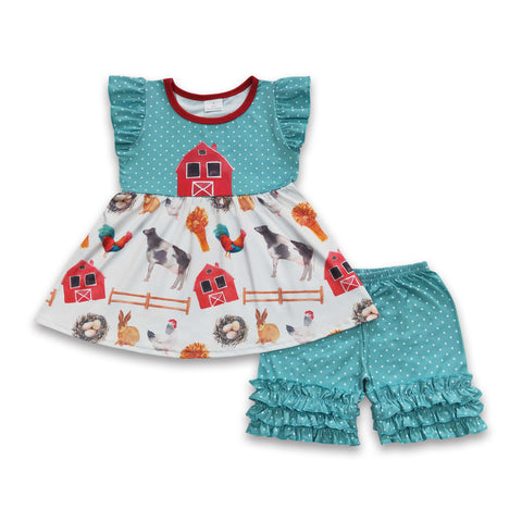 B7-2 toddler girl clothes farm animals summer shorts set-promotion 2024.3.16 $5.5