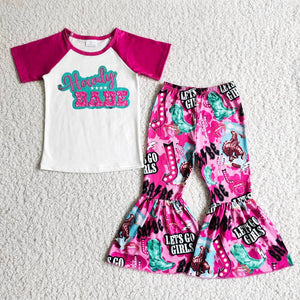 girl clothes howdy babe hot pink fall spring set