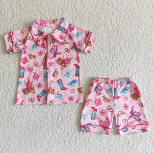 Kids clothes summer shoes pink pajamas set