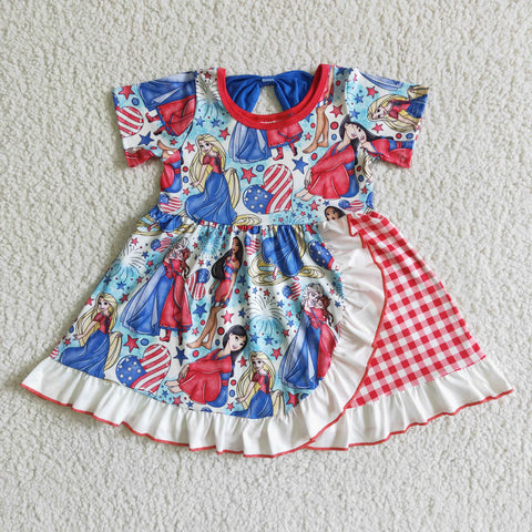 GSD0028 RTS kids clothing summer cartoon princess short sleeve dress-promotion 2024.5.3 $5.5