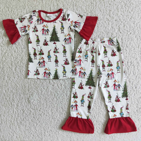 D2-4 girl christmas short sleeve fall spring pajamas set-promotion 2023.11.18