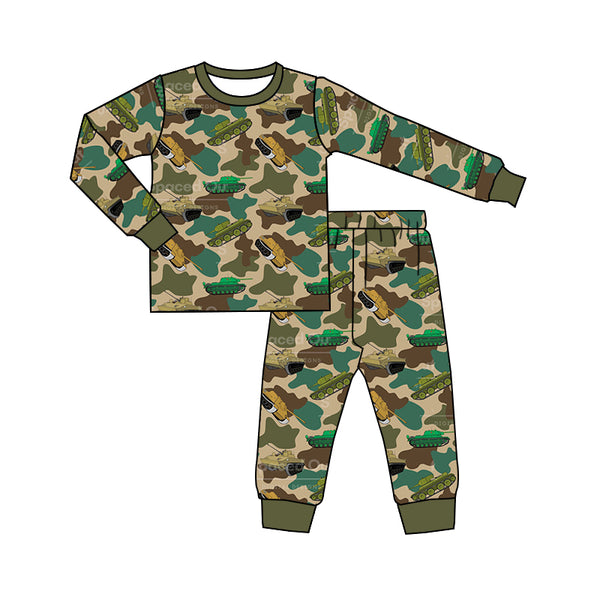 Kids matching christmas clothes camouflage green clothes