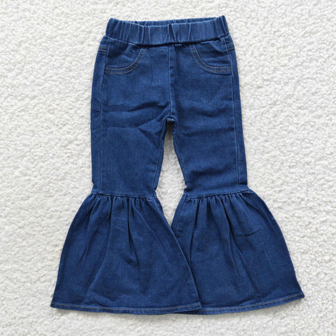 P0071 kids clothes girls blue bell bottom jeans flare pant