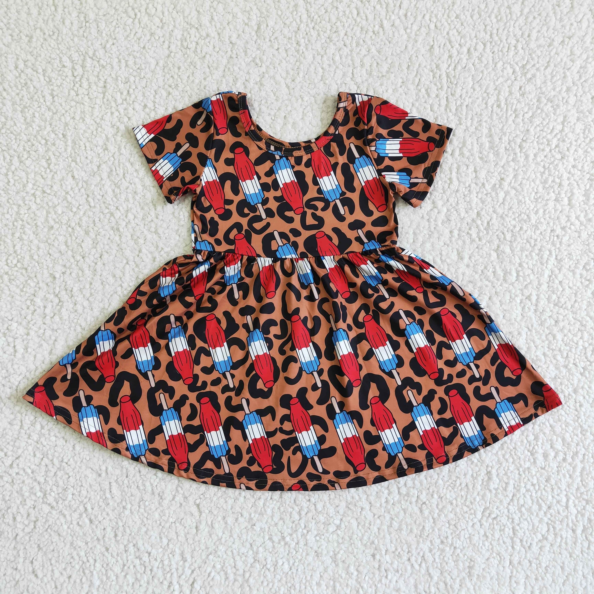 kids clothes summer leopard popsicle summer dress