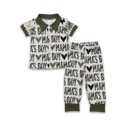 BSPO0044 baby boy clothes mama's boy pajamas set
