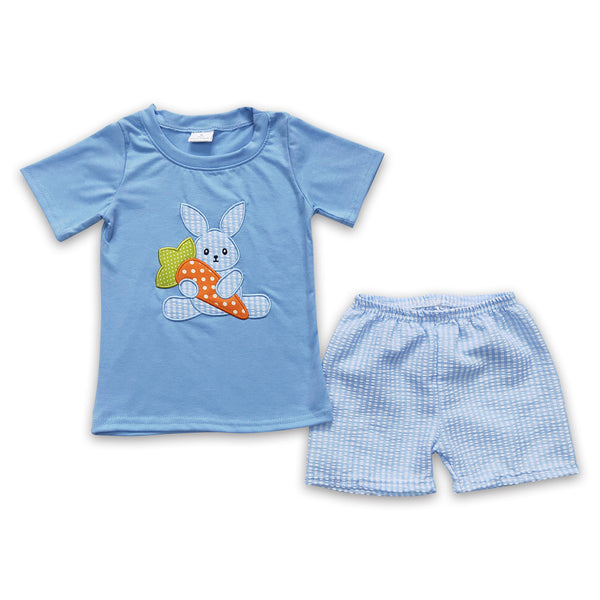 BSSO0087 baby boy clothes bunny embroidery outfits easter clothing