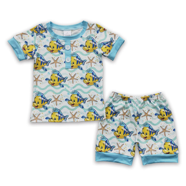 BSSO0114 baby boy clothes cute fish cartoon summer outfits