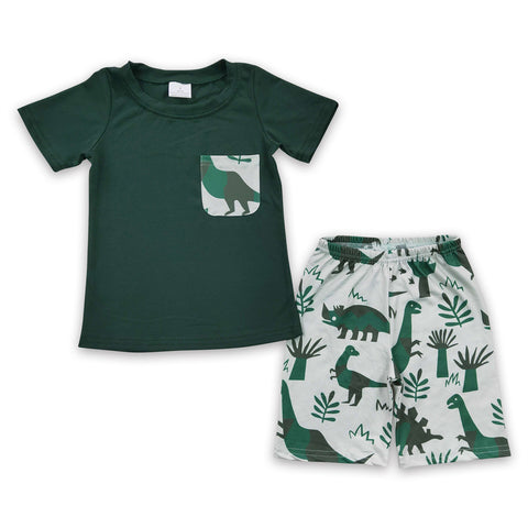 BSSO0116 baby boy clothes dinosaur green summer outfits