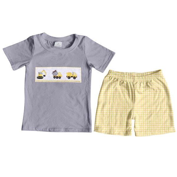 BSSO0124 baby boy clothes embroidery shorts set summer outfits