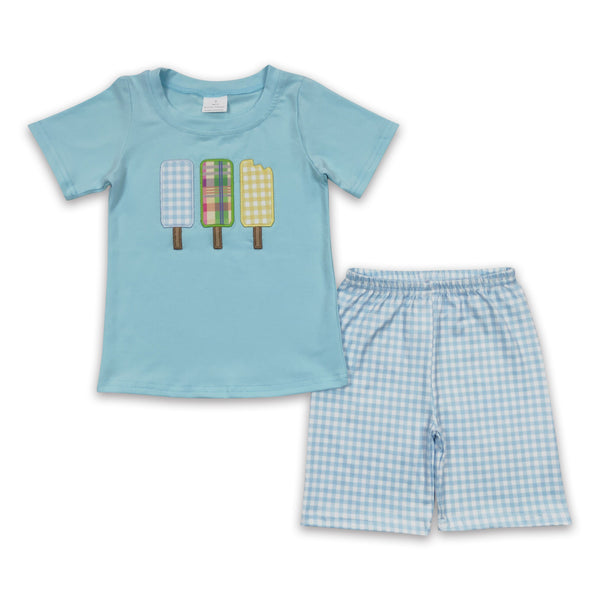 BSSO0129 baby boy clothes  summer outfits embroidery shorts set