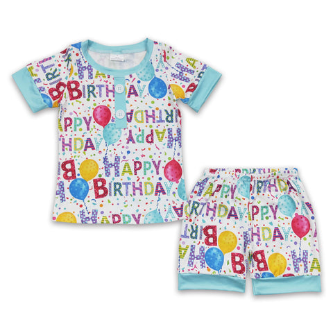 BSSO0180 baby boy clothes happy birthday shorts set