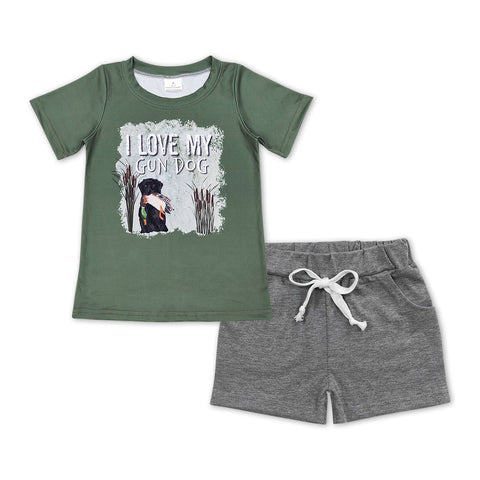 BSSO0448 toddler boy clothes hunting dog summer outfit