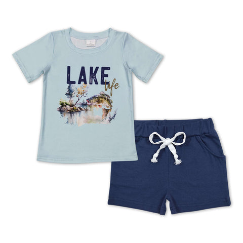BSSO0449 toddler boy clothes lake life summer outfit