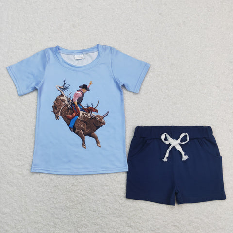 BSSO0477 baby boy clothes boy cowboy blue summer outfits