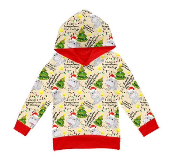 BT0056 baby boy clothes shirts for boys christmas hippo hoodies top