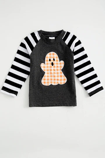 BT0063 ghost embroidery halloween clothes boy shirt